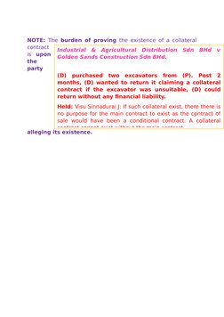 NOTE: The  burden of proving the existence of a collateral
contract
is  upon
the
party
alleging its existence.
Industrial  &