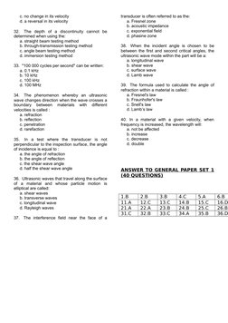 UT Level 1 Sample Questions Set 1 | PDF | Waves | Ultrasound