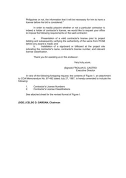 Philippines or not, the information that it will be necessary for him to have a
license before his bid is considered."
In ord