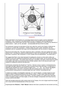 Illustration #5
 
Plato’s description in the Timaeus of a cosmology based on the five regular volumes (tetrahedron,
octahedro