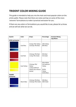 TRIDENT	  COLOR	  MIXING	  GUIDE	  
This	  guide	  is	  intended	  to	  help	  you	  mix	  the	  main	  and	  