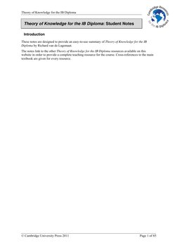 IB TOK 1 Resources Notes | PDF | Reason | Epistemology
