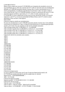 CASO PRACTICO 6 
Blanca Elena compra una casa por $ 195.000.000 con el propósito de arrendarla a través de 
una inmobiliaria