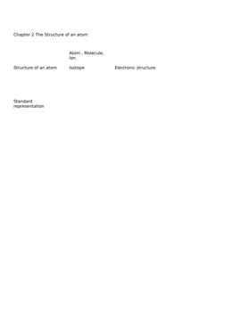 Chapter 2 The Structure of an atom
Atom , Molecule, 
Ion
Structure of an atom
Standard 
representation 
Isotope 
Electronic s