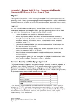 Appendix A – Internal Audit Review – Commonwealth Financial 
Statement (CFS) Process Review – Scope of Work 
Objective 
The o