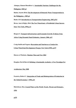 Alampay, Ramon Benedicto A., Sustainable Tourism: Challenges for the 
Philippines 2005 p2
Badon, Suzette Brita The Developmen