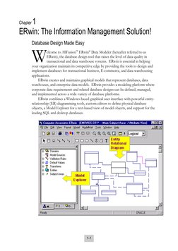 1–1 
Chapter 1 
ERwin: The Information Management Solution! 
Database Design Made Easy 
elcome to AllFusion™ ERwin® Data Mo