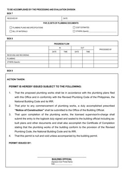 Plumbing Permit Application Form | PDF | Plumbing | Hydraulic Engineering