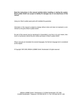 BRAN+LUEBBE GmbH • Werkstrasse 4, D-22844 Norderstedt • PO 1360, 
D-22803 Norderstedt • Telephone +49 (0)40 522 02 –0 • Fax