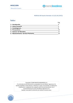MI50/100N  
 Manual de Usuario. 
 2 
 
MANUAL DE Usuario. Revisión: v2.2 (21/02/2012) 
Índice