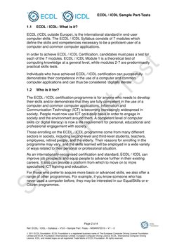 ECDL / ICDL Sample Part-Tests 
 
 
Page 2 of 4 
Ref: ECDL / ICDL – Syllabus – V5.0 – Sample Part -Tests – MSWIN72010 – V1 – 0