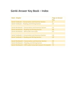 Genki Answer Key Index Guide | PDF