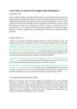 Amazon's Supply Chain Management Case Study | PDF | Inventory | Supply ...