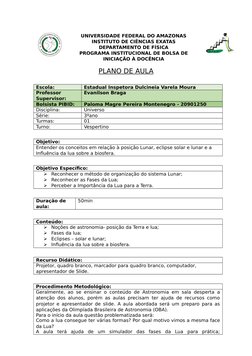 UNIVERSIDADE FEDERAL DO AMAZONAS
INSTITUTO DE CIÊNCIAS EXATAS
DEPARTAMENTO DE FÍSICA
PROGRAMA INSTITUCIONAL DE BOLSA DE
INICI