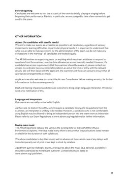 8888    
Before beginning  
Candidates are welcome to test the acoustic of the room by briefly playing or singing before 
beg