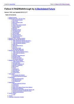 Hosted by GameFAQs
Return to Fallout 4 (PC) FAQs & Guides
Fallout 4 FAQ/Walkthrough by A Backdated Future
Version 1.80, Last 