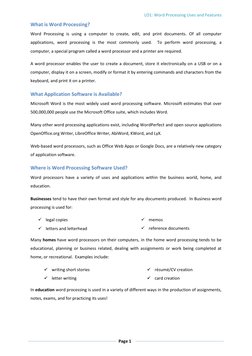 Word Processing Uses and Features | PDF | Word Processor | Microsoft Word