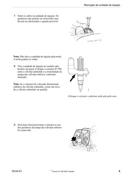 03:04-01
 Scania CV AB 2002, Sweden
5
7
Solte os cabos na unidade de injeção. Os 
parafusos não podem ser removidos mas 
dev