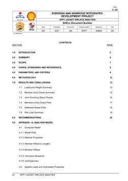Page
3 / 20
SOROOSH AND NOWROOZ INTEGRATED 
DEVELOPMENT PROJECT
SPP1 JACKET INPLACE ANALYSIS
SHELL Document Number
Area
Disci