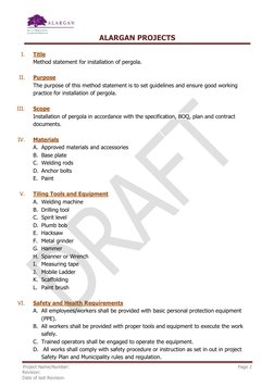 Pergola Installation Method Statement | PDF | Welding | Construction