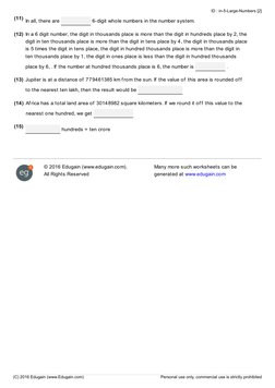 (11) In all, there are 
 6-digit whole numbers in the number system.
(12) In a 6 digit number, the digit in thousands place i