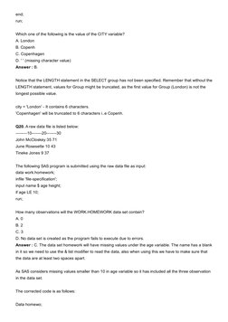 SAS Base Certification Exam Questions Part 2 | PDF | Sas (Software ...