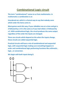 Combinational Logic circuit 
The term ”combinational” comes to us from mathematics. In 
mathematics a combination is an 
Unor
