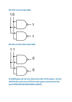 We then set one input high. 
 
We then set the other input high. 
 
So NAND gates do not care about the order of the inputs ,