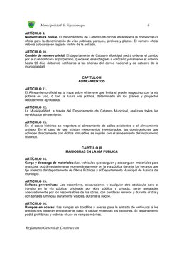 Municipalidad de Siguatepeque  
6
 
 
 
 Reglamento General de Construcción 
ARTÍCULO 9. 
Nomenclatura ofic