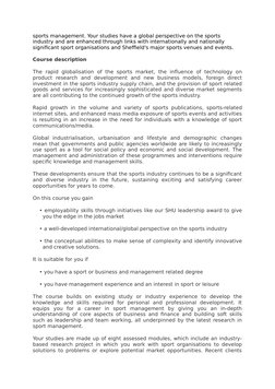 sports management. Your studies have a global perspective on the sports 
industry and are enhanced through links with interna