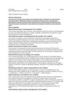 normally
 
one
 
day
 
a
 
week
Starts September or January
Typical modules may include
Course structure
The course is made u