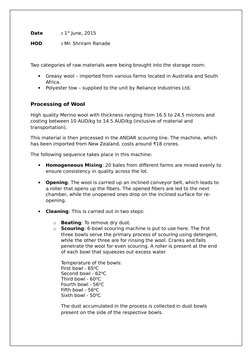 Date
: 1st June, 2015
HOD
: Mr. Shriram Ranade
Two categories of raw materials were being brought into the storage room:

Gr