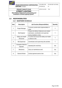 Street Lighting Installation Method Statement | PDF | Electrical Wiring ...