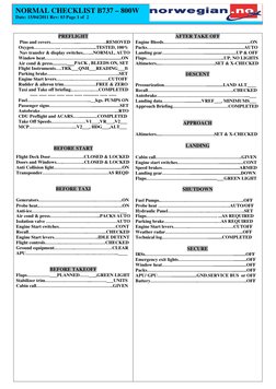 Checklist Boeing 737-800 15-04-2011 | PDF | Spaceflight