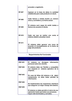 RF-007
RF-008
RF-009
proceder a registrarlo. 
Ingresar en la base de datos la cantidad
establecida para cada producto en stoc