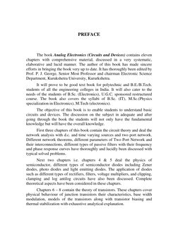 PREFACE 
 
 
 
 
The book Analog Electronics (Circuits and Devices) contains eleven 
chapters with comprehensive material, di