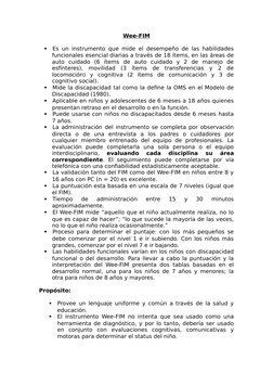 Weefim Instrument Guía de Uso del Wee-FIM en Niños | PDF | Invalidez | Diente humano