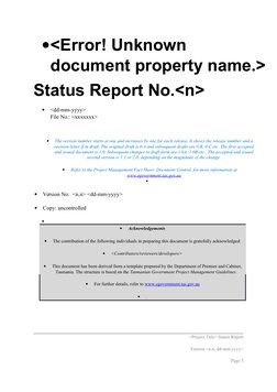 <Error! Unknown 
document property name.>
Status Report No.<n>

<dd-mm-yyyy>
File No.: <xxxxxxx>

The version number sta