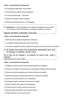 Actividades para el uso de la coma | PDF | Oración (Lingüística ...