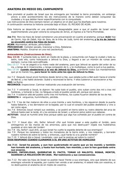ANATEMA EN MEDIO DEL CAMPAMENTO
Dios prometió al pueblo de Israel que les entregaría por heredad la tierra prometida, sin emb