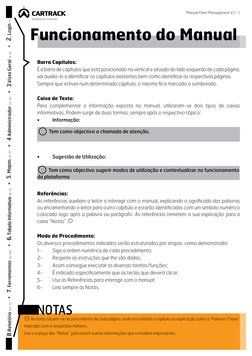 Manual Fleet Management V3 - 1 
Barra Capítulos:
É a barra de capítulos que está posicionado na vertical e situado do lado es