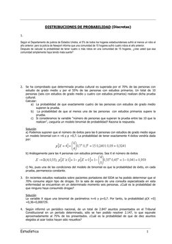 Estadística 
 
1 
 
DISTRIBUCIONES DE PROBABILIDAD (Discretas) 
 
1.   
 
Según el Departamento de justicia de Estado