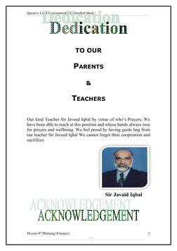 Queen’s Land Environmental Controlled Shed
 
TO OUR
PARENTS
&
TEACHERS
Our kind Teacher Sir Javeed Iqbal by virtue of who’s P