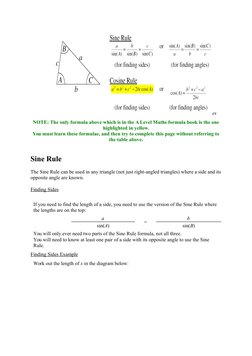 es
NOTE: The only formula above which is in the A Level Maths formula book is the one
highlighted in yellow.
You must learn t