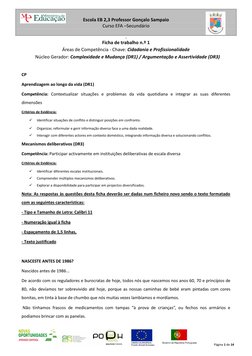 Escola EB 2,3 Professor Gonçalo Sampaio 
Curso EFA –Secundário 
 
Página 1 de 14 
 
 
 D 
Ficha de trabalho n.º 1 
Áreas de