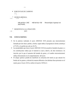 
PORCENTAJE DE CARBONO
%   %  = 130
DUREZA BRINELL
= %  (              ) + % (              )
HB perlita= 240
HB ferrita= 9