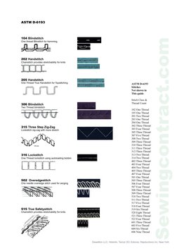 Sewingcontract.com
104 Blindstitch
One thread Blinstitch for hemming,
ASTM D-6193
502  Overedgestitch
One needle overedge sti