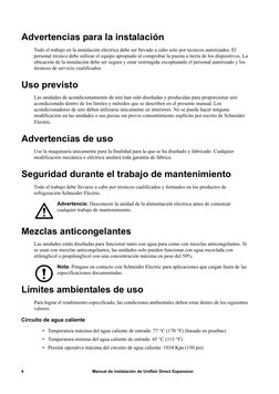 Manual de instalación de Uniflair Direct Expansion
4
Advertencias para la instalación
Todo el trabajo en la instalación eléct