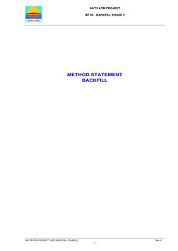 A9/T9 ATM PROJECT 
 
BF 02 - BACKFILL PHASE 2 
 
  
 
 
A9/T9 ATM PROJECT -BF2 BACKFILL PHASE 2 
 
Rev.0 
- 1 -
