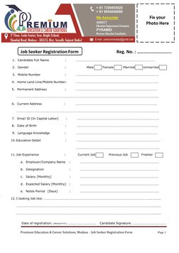 Fix your  
        Photo Here 
  
 
 
    
 
 
  
        
                   Job Seeker Registrati